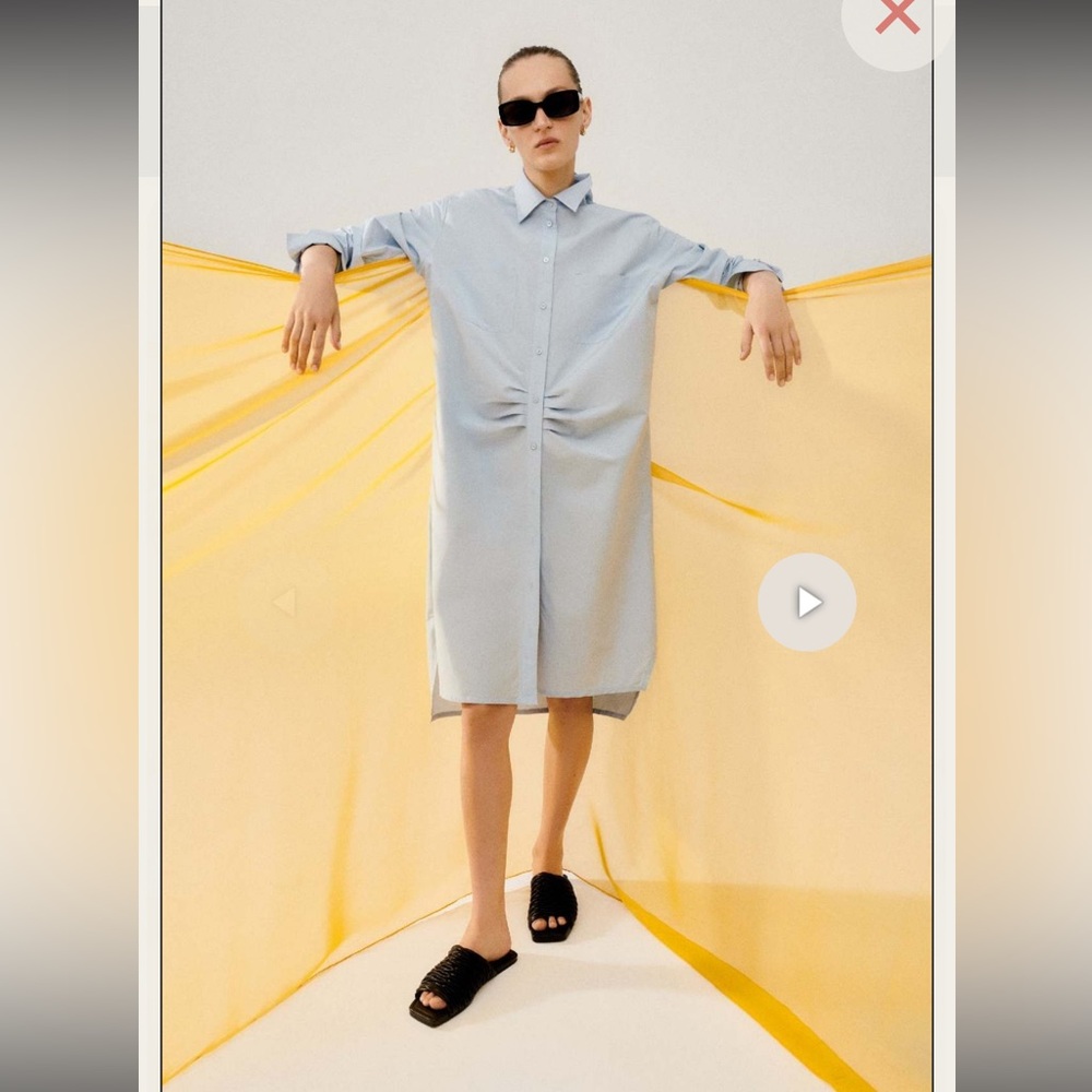 Silk Laundry Nien Cotton Silk Shirt Dress with pockets